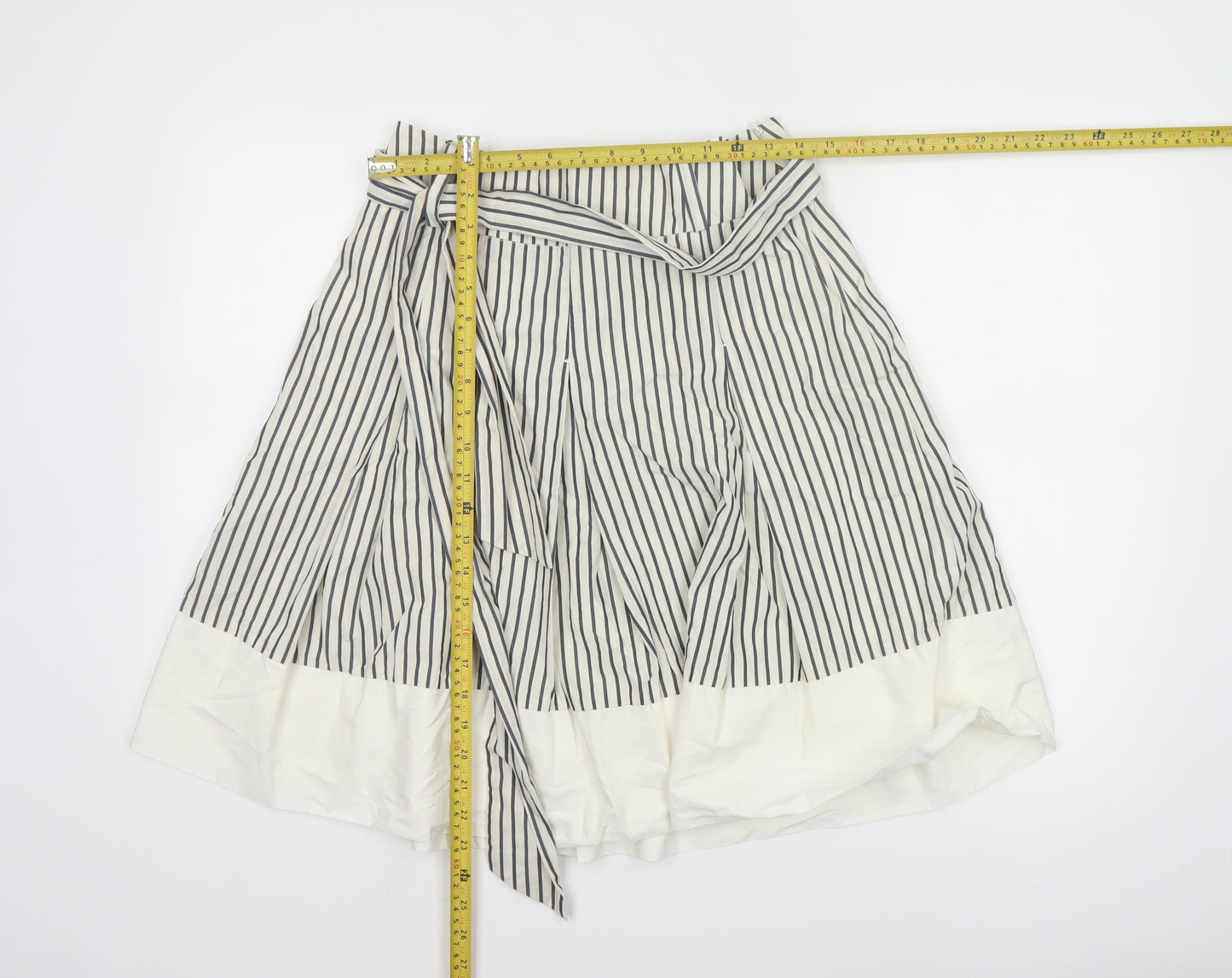 Joules Women’s White Striped A-Line Cotton Skirt Size 8