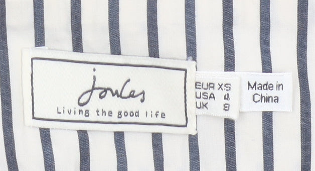 Joules Women’s White Striped A-Line Cotton Skirt Size 8