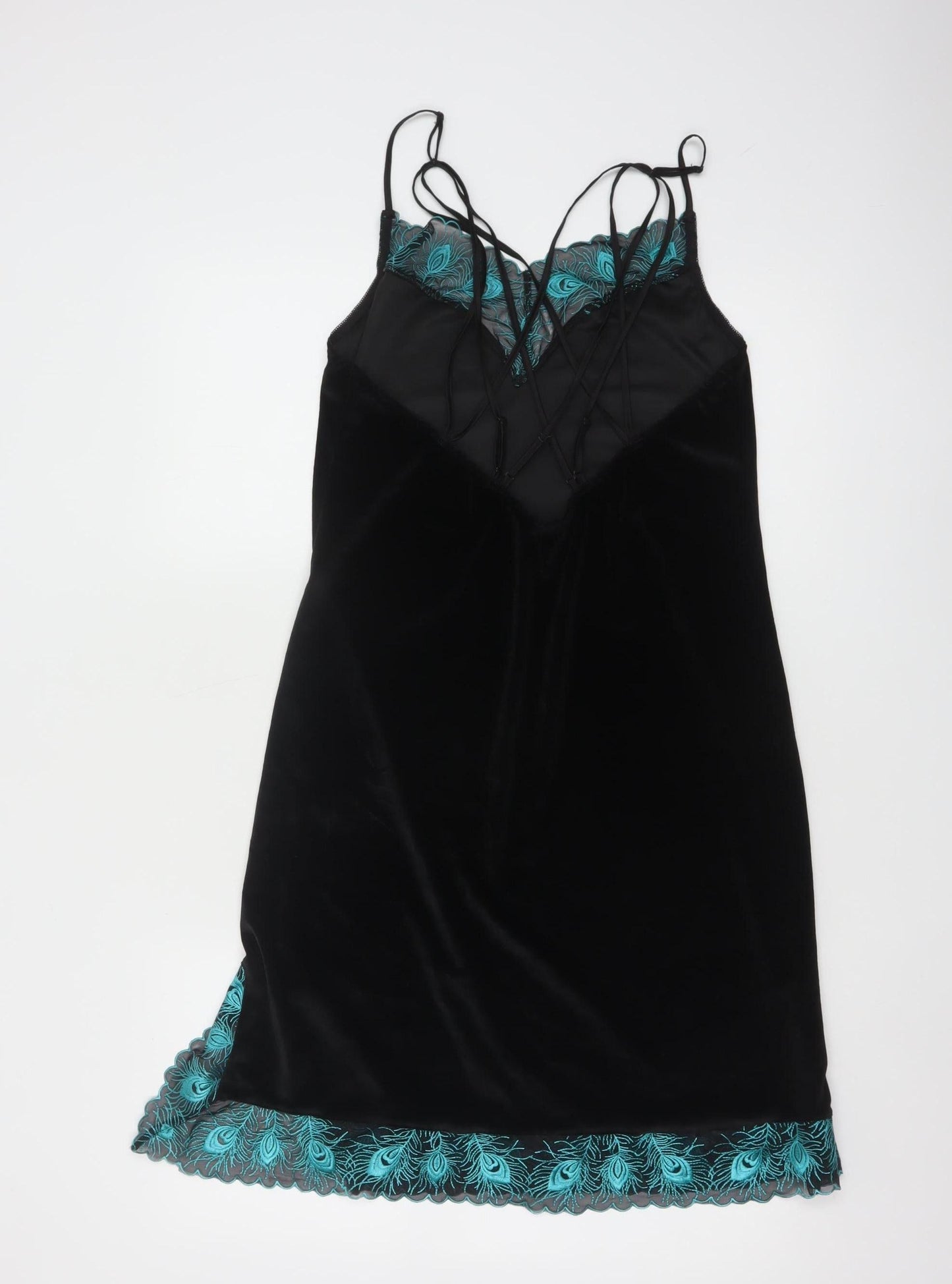 Empress Mimi Women Black Chemise L Velvet Lace Slip