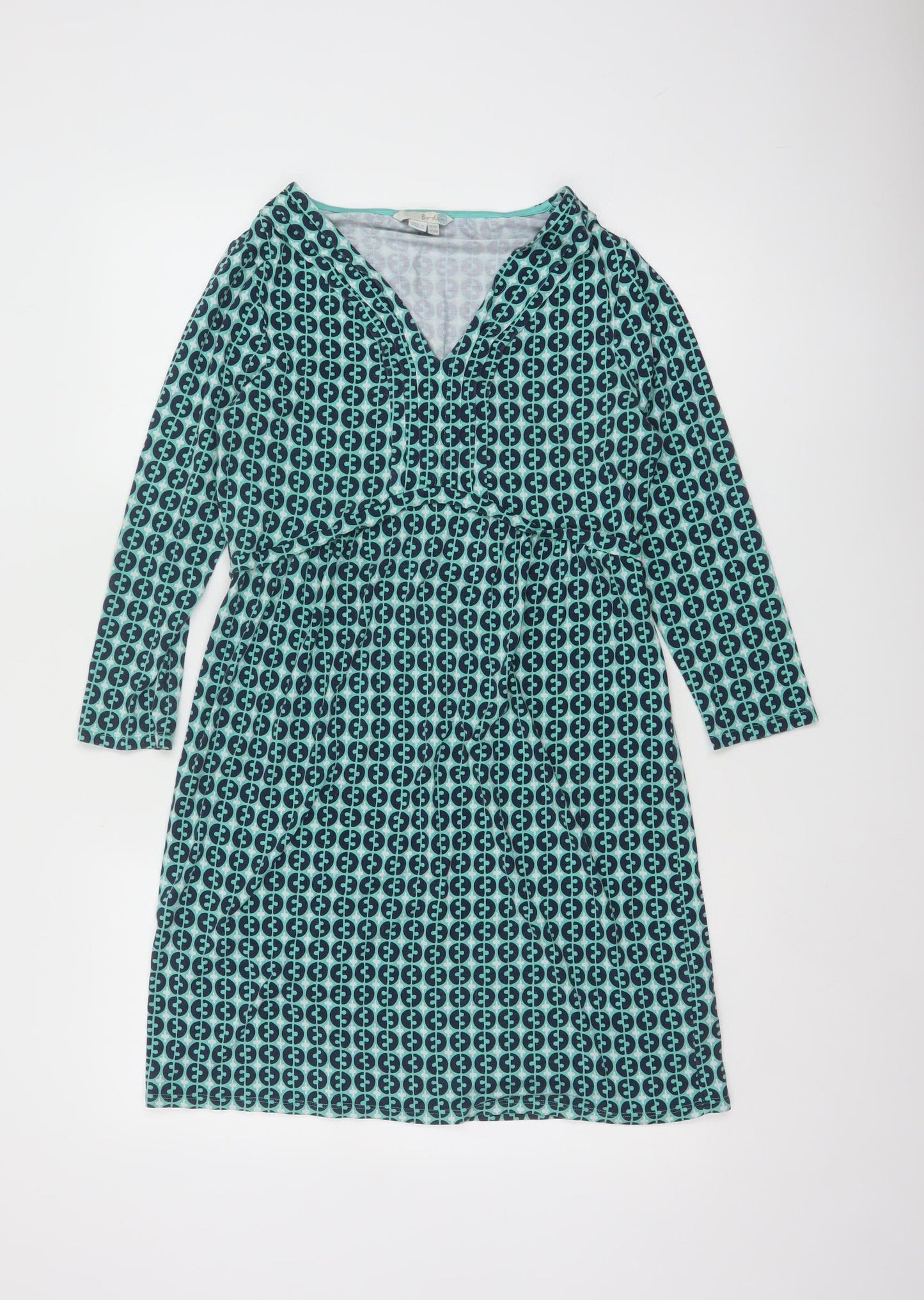 Boden Women's Blue Geometric Viscose A-Line Jersey Dress Size 14