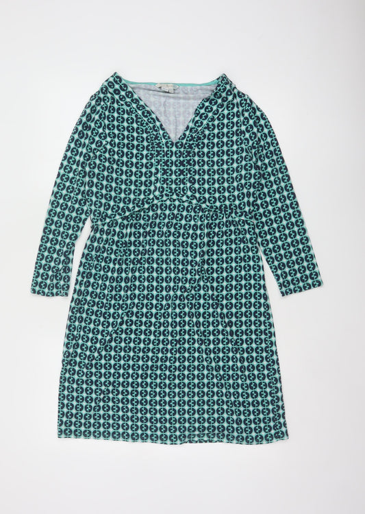 Boden Women's Blue Geometric Viscose A-Line Jersey Dress Size 14