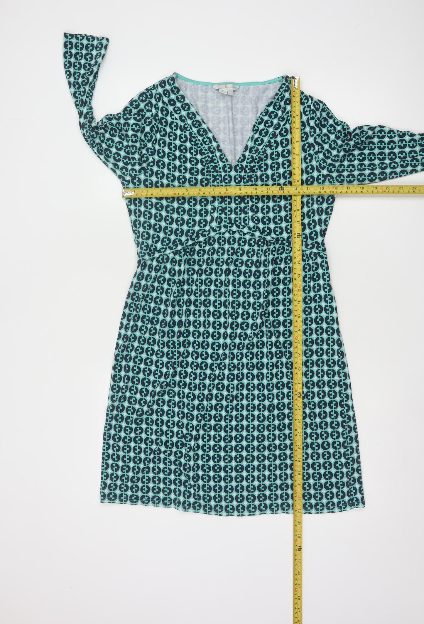Boden Women's Blue Geometric Viscose A-Line Jersey Dress Size 14