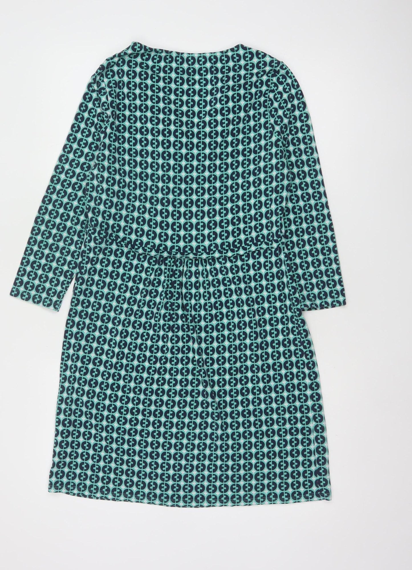 Boden Women's Blue Geometric Viscose A-Line Jersey Dress Size 14