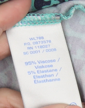 Boden Women's Blue Geometric Viscose A-Line Jersey Dress Size 14