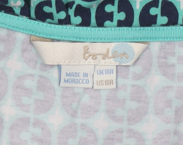 Boden Women's Blue Geometric Viscose A-Line Jersey Dress Size 14