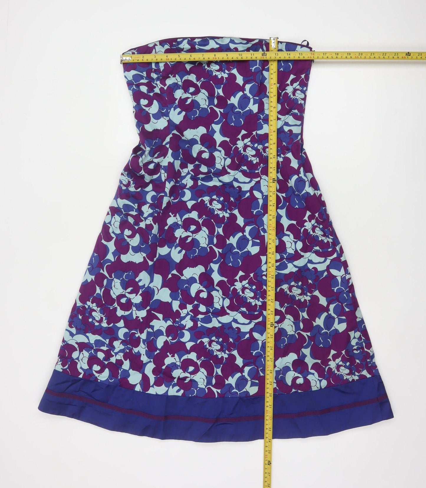 Coast Women’s Multicoloured Floral A-Line Strapless Knee Length Dress Size 12