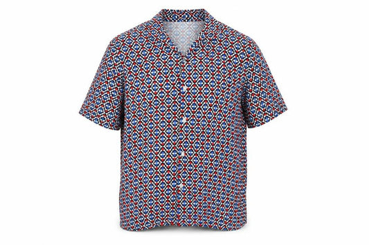 Topman Men's Multicoloured Geometric Short Sleeve Viscose Shirt M