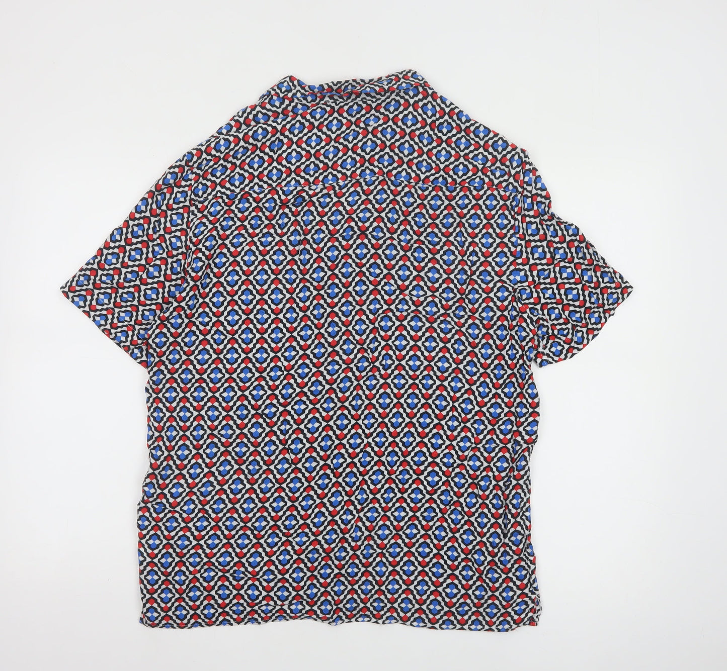 Topman Men's Multicoloured Geometric Short Sleeve Viscose Shirt M