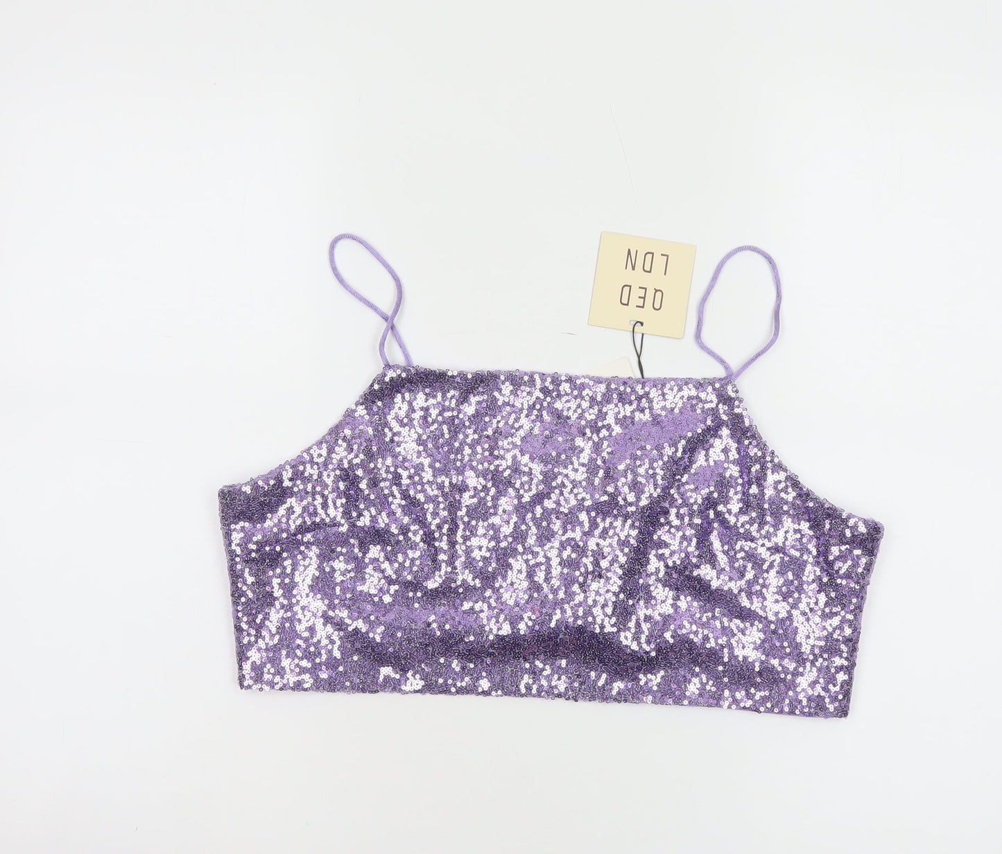 QED London Women's Purple Sequin Camisole Tank Top Size 16