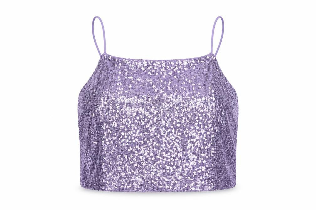 QED London Women's Purple Sequin Camisole Tank Top Size 16