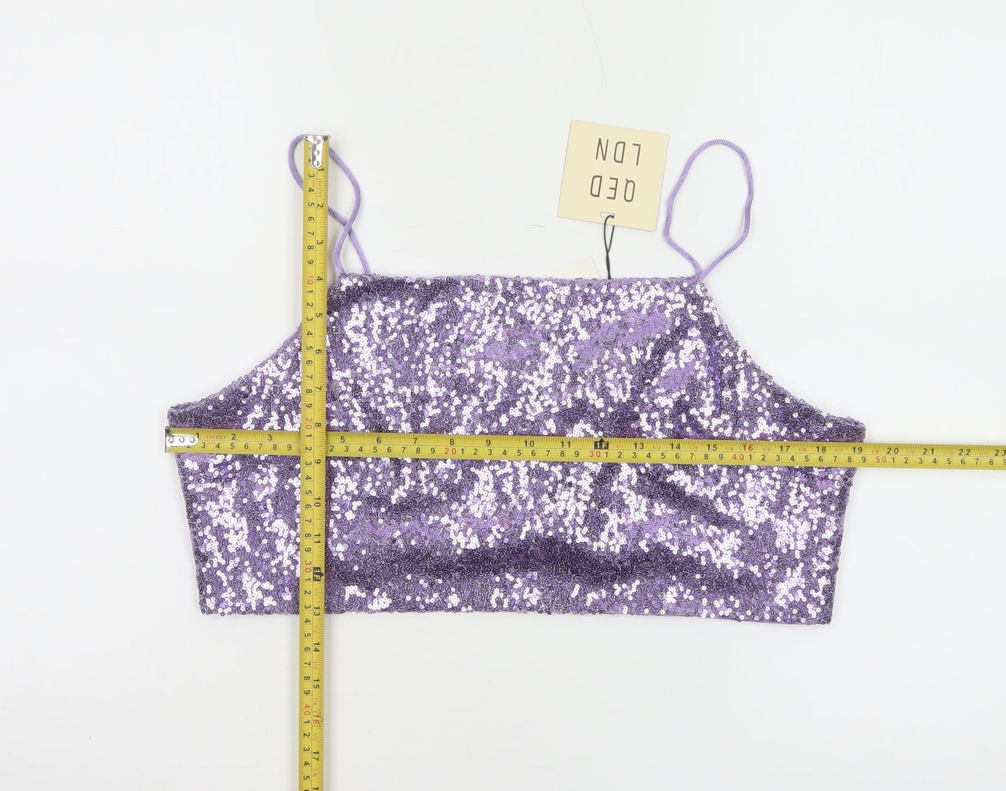 QED London Women's Purple Sequin Camisole Tank Top Size 16