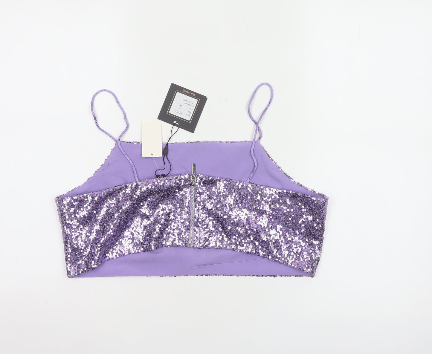 QED London Women's Purple Sequin Camisole Tank Top Size 16
