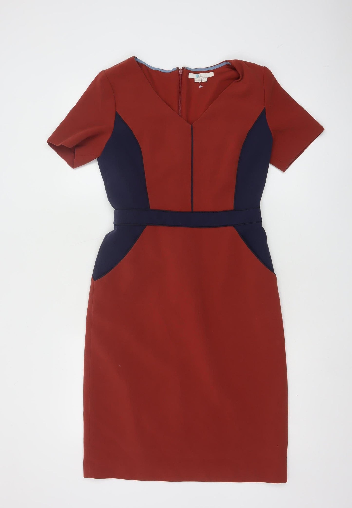 Boden Women Red Colourblock Sheath Knee Length Dress Size 8