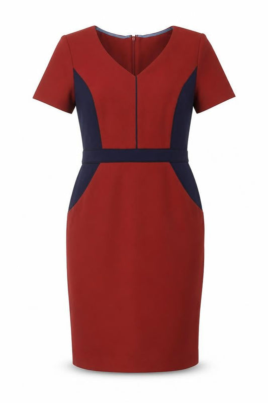 Boden Women Red Colourblock Sheath Knee Length Dress Size 8