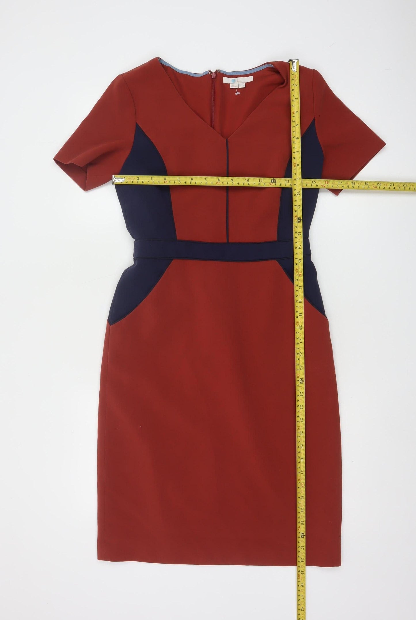 Boden Women Red Colourblock Sheath Knee Length Dress Size 8