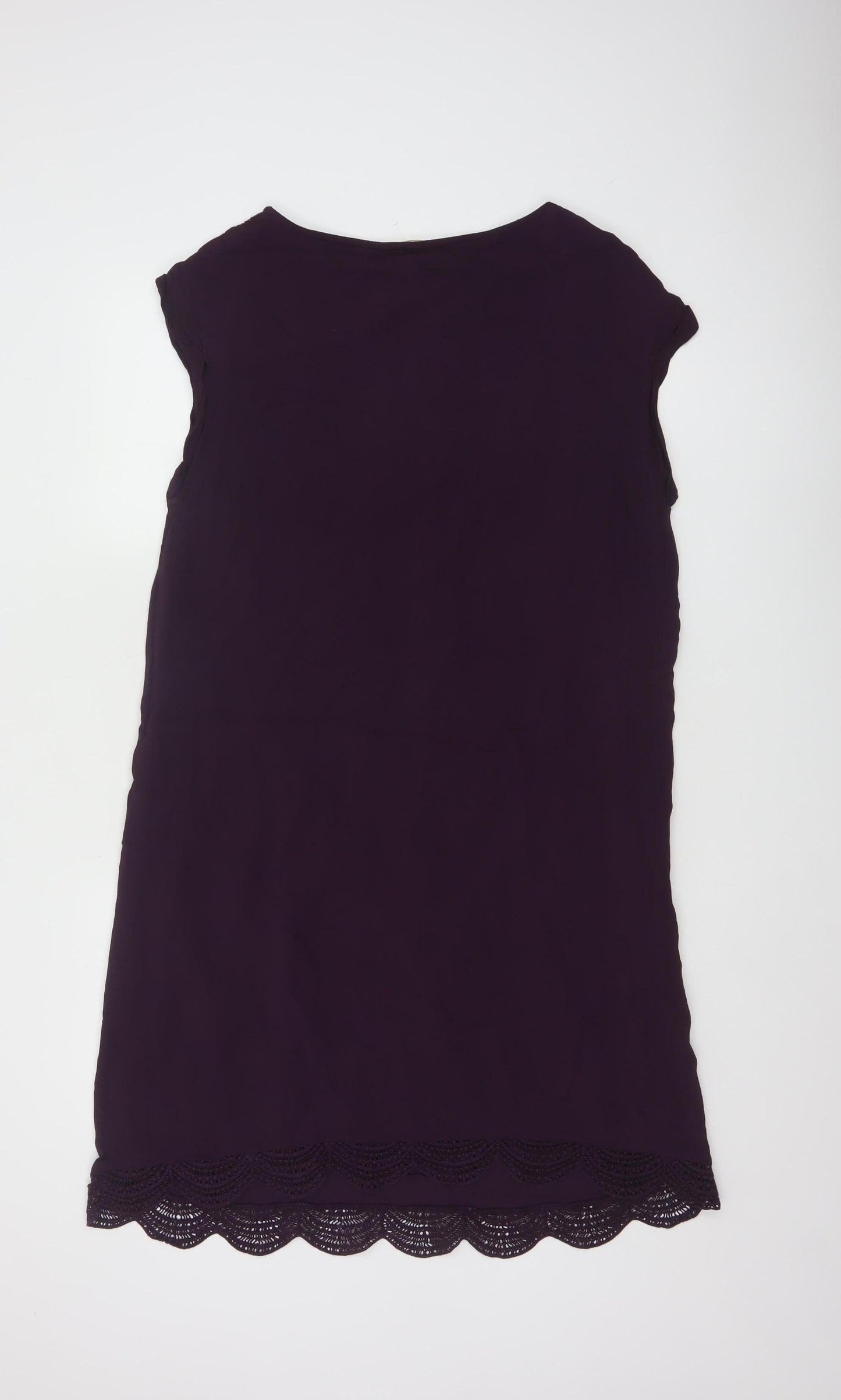 White Stuff Women's Purple Lace Trim Sleeveless Shift Dress Size 16