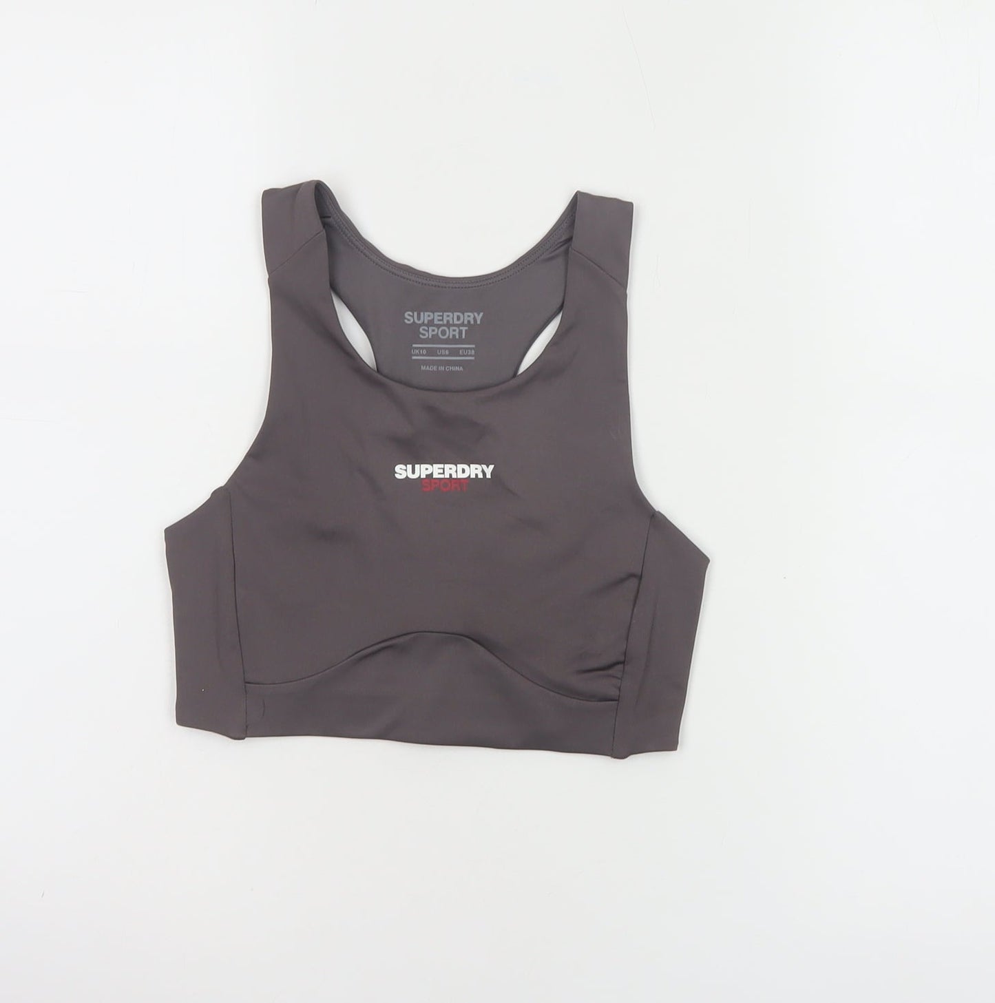 Superdry Women’s Grey Medium Support Sports Bra UK10 Polyester Blend