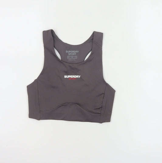 Prewornwholesale purple cropped slim fit active T-shirt with short sleeves and a high neckline.