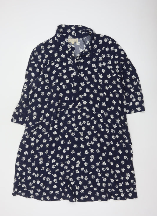 Phase Eight Women’s Blue Floral Viscose Shirt Dress Size 14