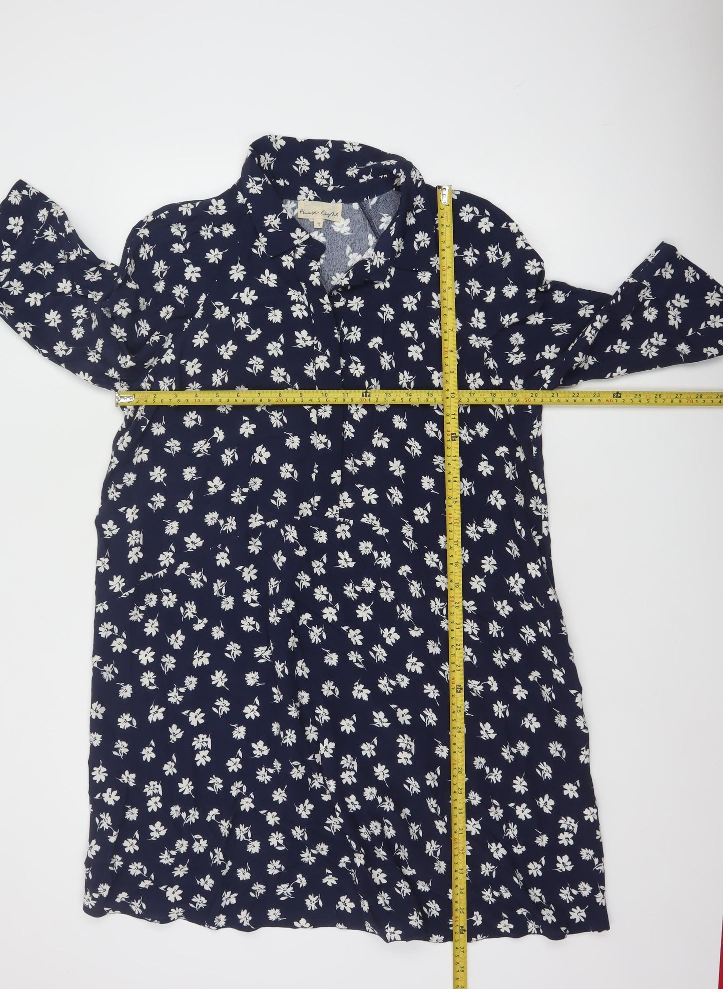 Phase Eight Women’s Blue Floral Viscose Shirt Dress Size 14