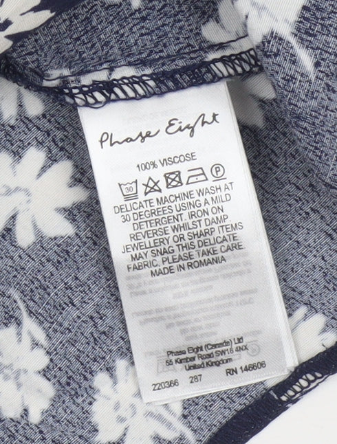 Phase Eight Women’s Blue Floral Viscose Shirt Dress Size 14
