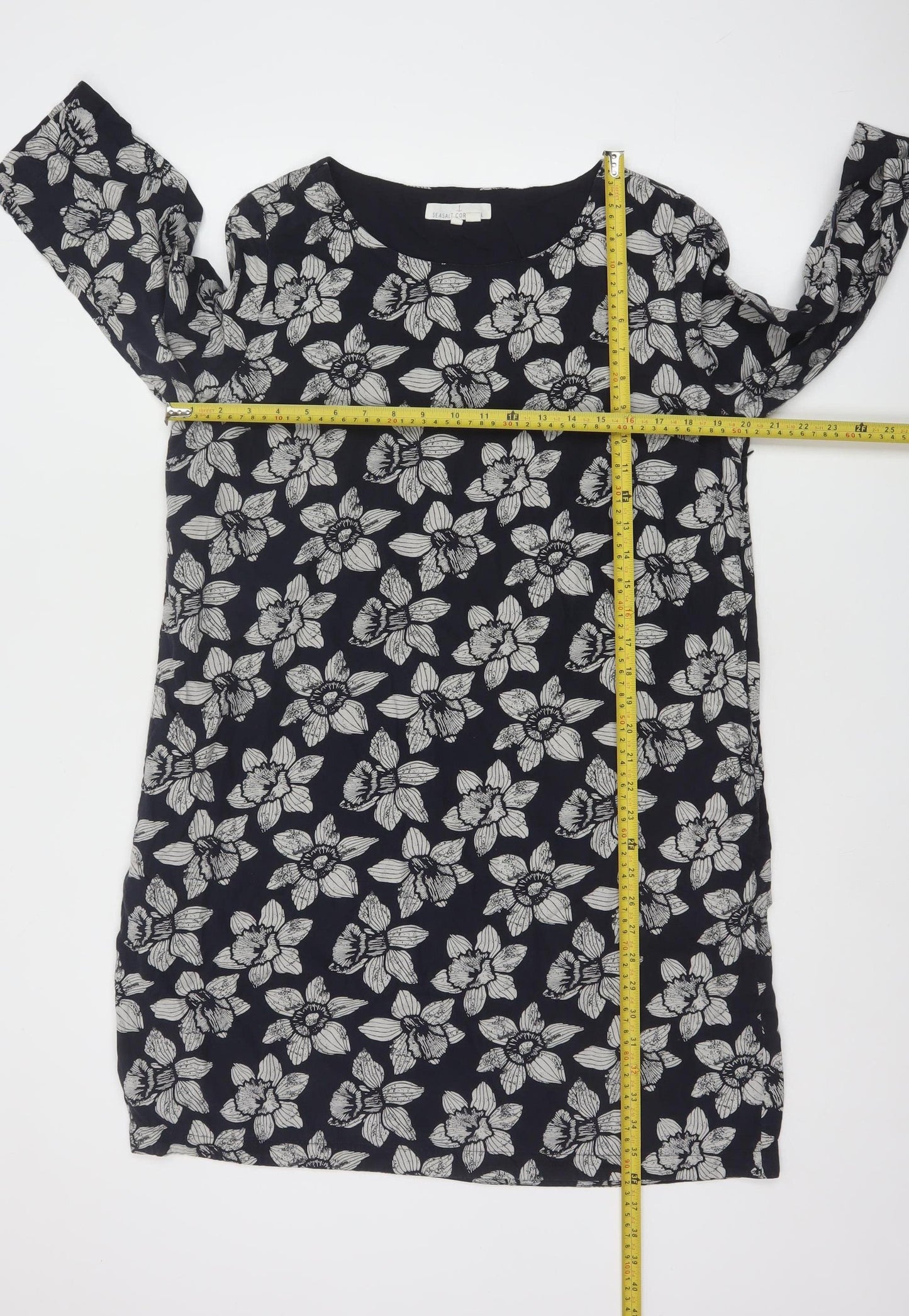 Seasalt Cornwall Women's Blue Floral Shift Knee Length Dress Size 14