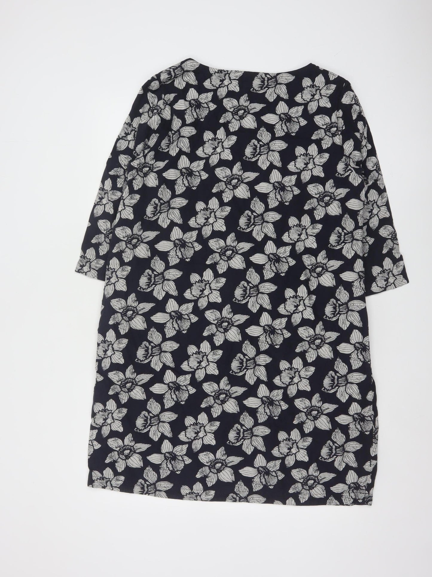 Seasalt Cornwall Women's Blue Floral Shift Knee Length Dress Size 14