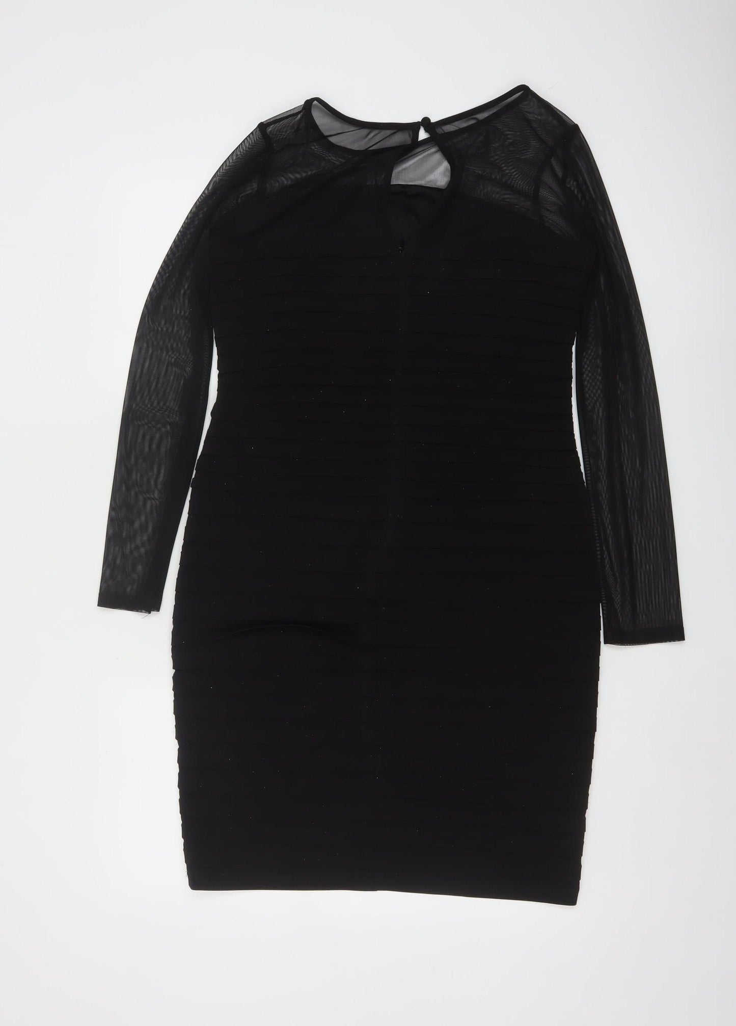 Wallis Women Black Long Sleeve Bodycon Knee Length Dress Size 12
