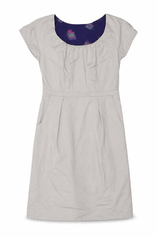 White Stuff Women Beige Size 12 Short Sleeve Knee Length Shift Dress