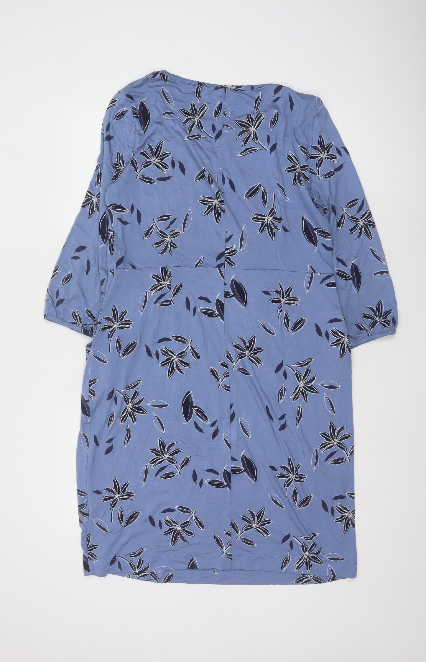 White Stuff Women’s Blue Floral Shift Dress Size 14 Viscose Stretch