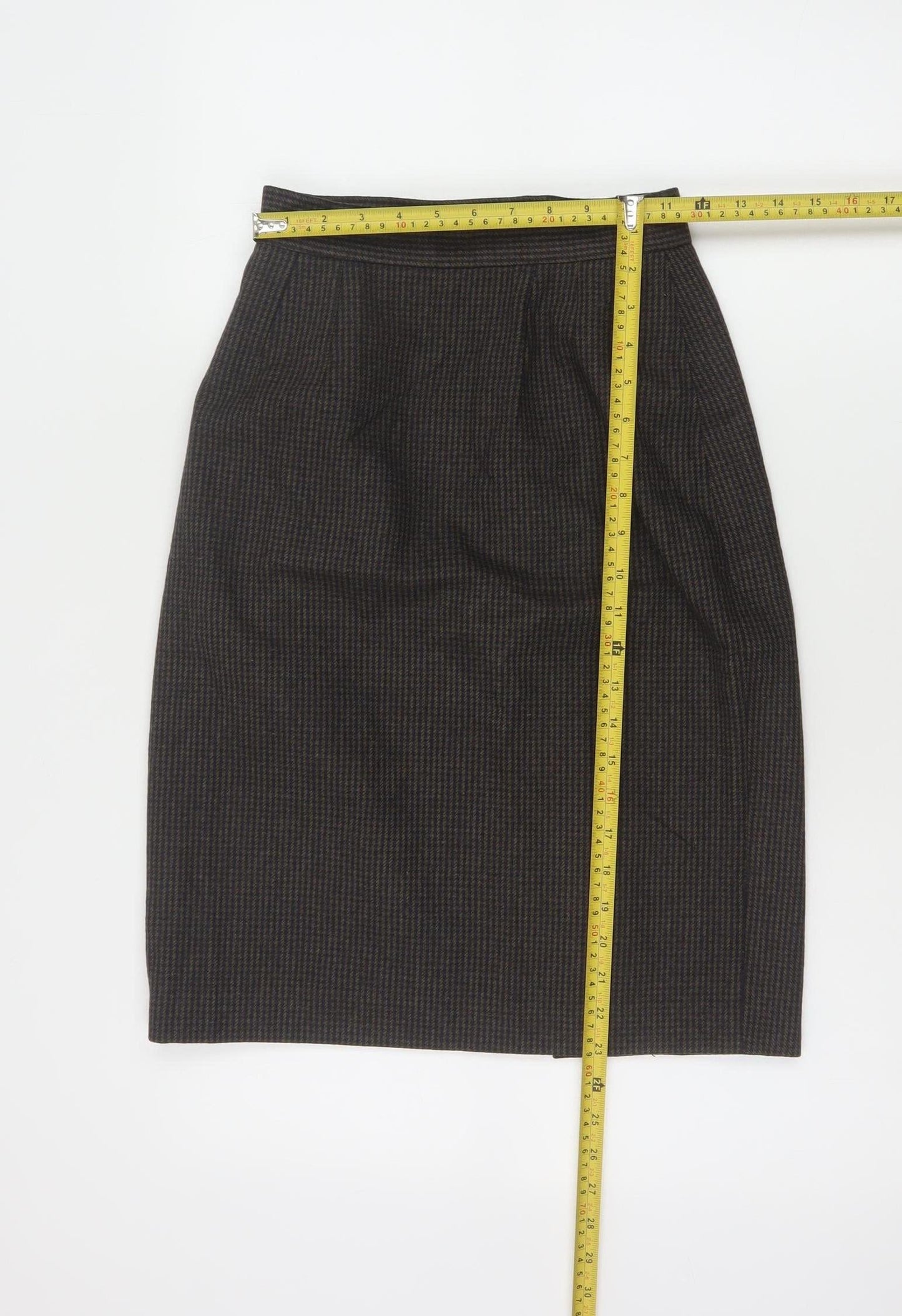 Next Women Brown Wool Blend Pencil Skirt Size 10 Workwear