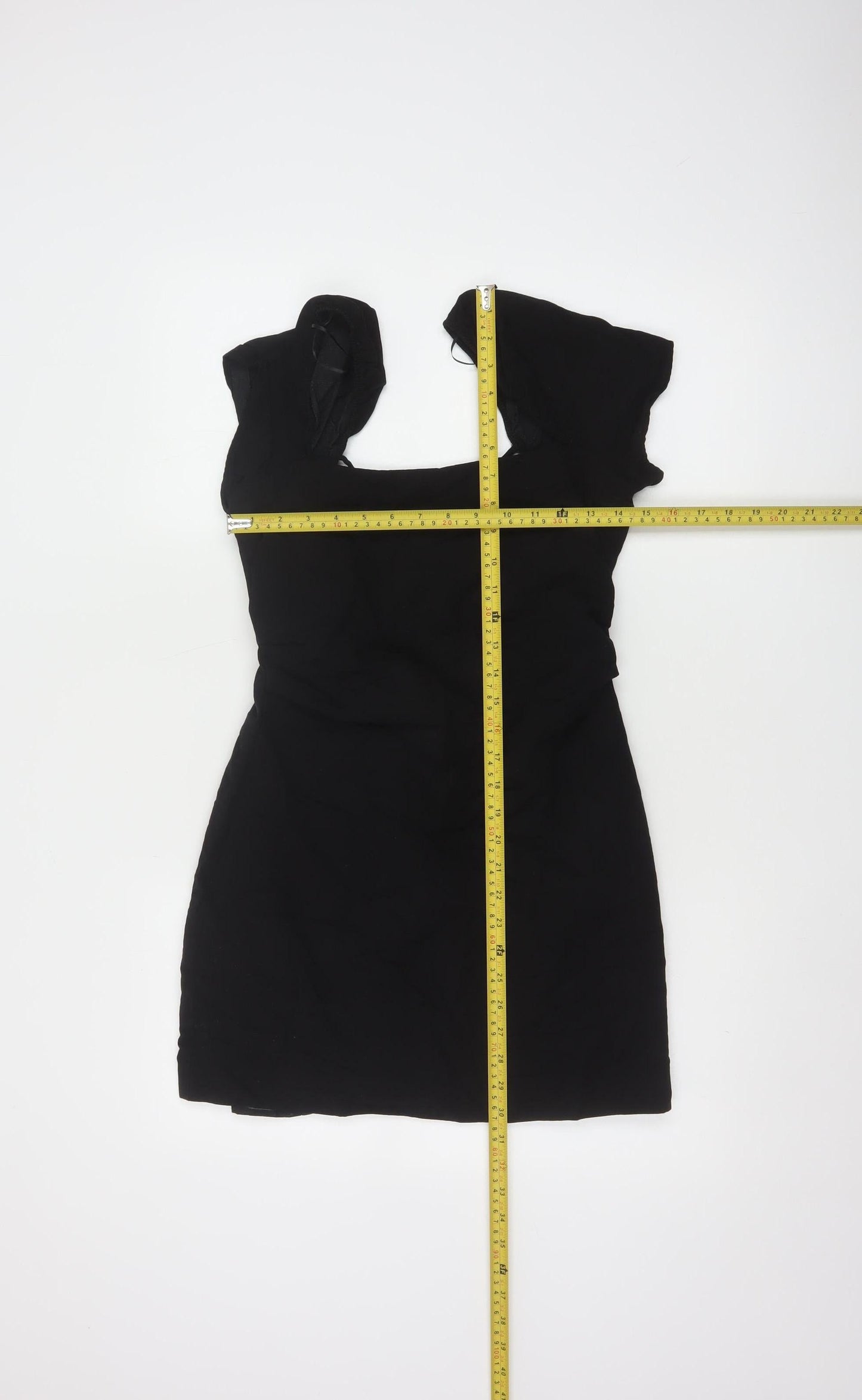 Zara Womens Black Short Bodycon Dress Size 12 Linen Blend