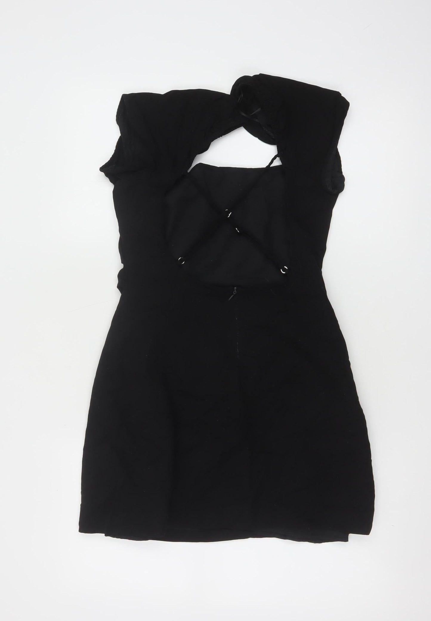 Zara Womens Black Short Bodycon Dress Size 12 Linen Blend