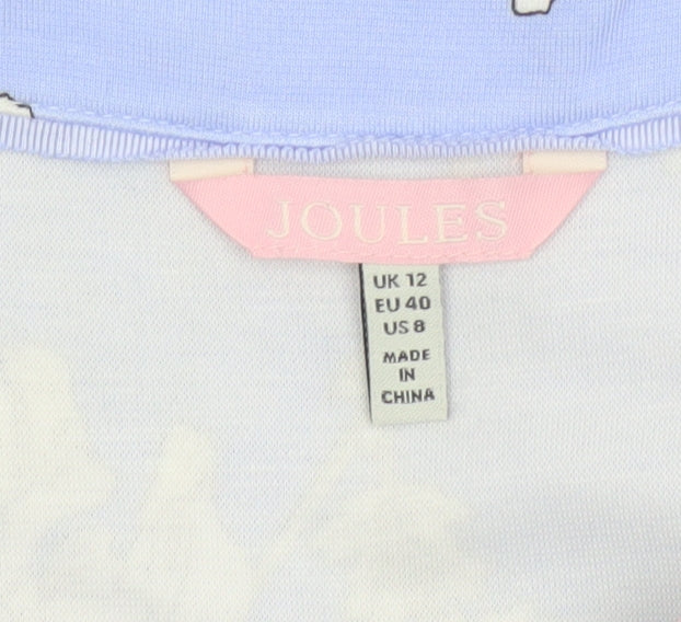 Joules Women Blue Floral Shift Dress Size 12 Knee Length 3/4 Sleeve
