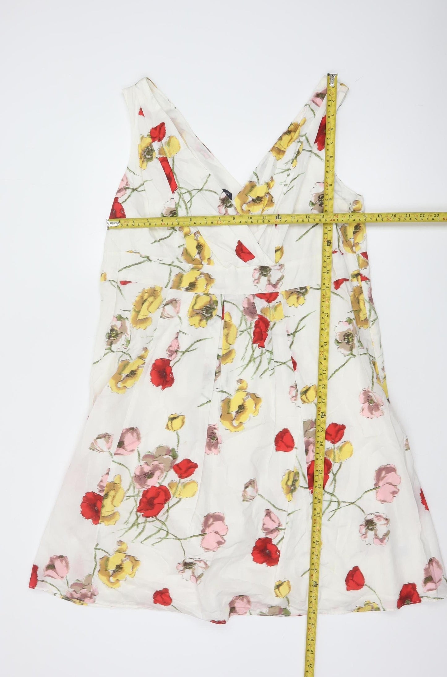 Lands' End Women's Multicoloured Floral Cotton A-Line Knee Length Dress UK 16