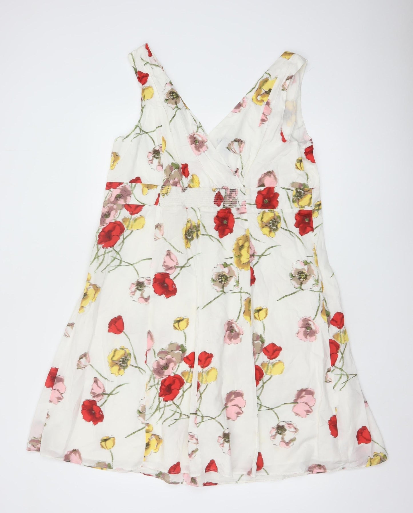 Lands' End Women's Multicoloured Floral Cotton A-Line Knee Length Dress UK 16