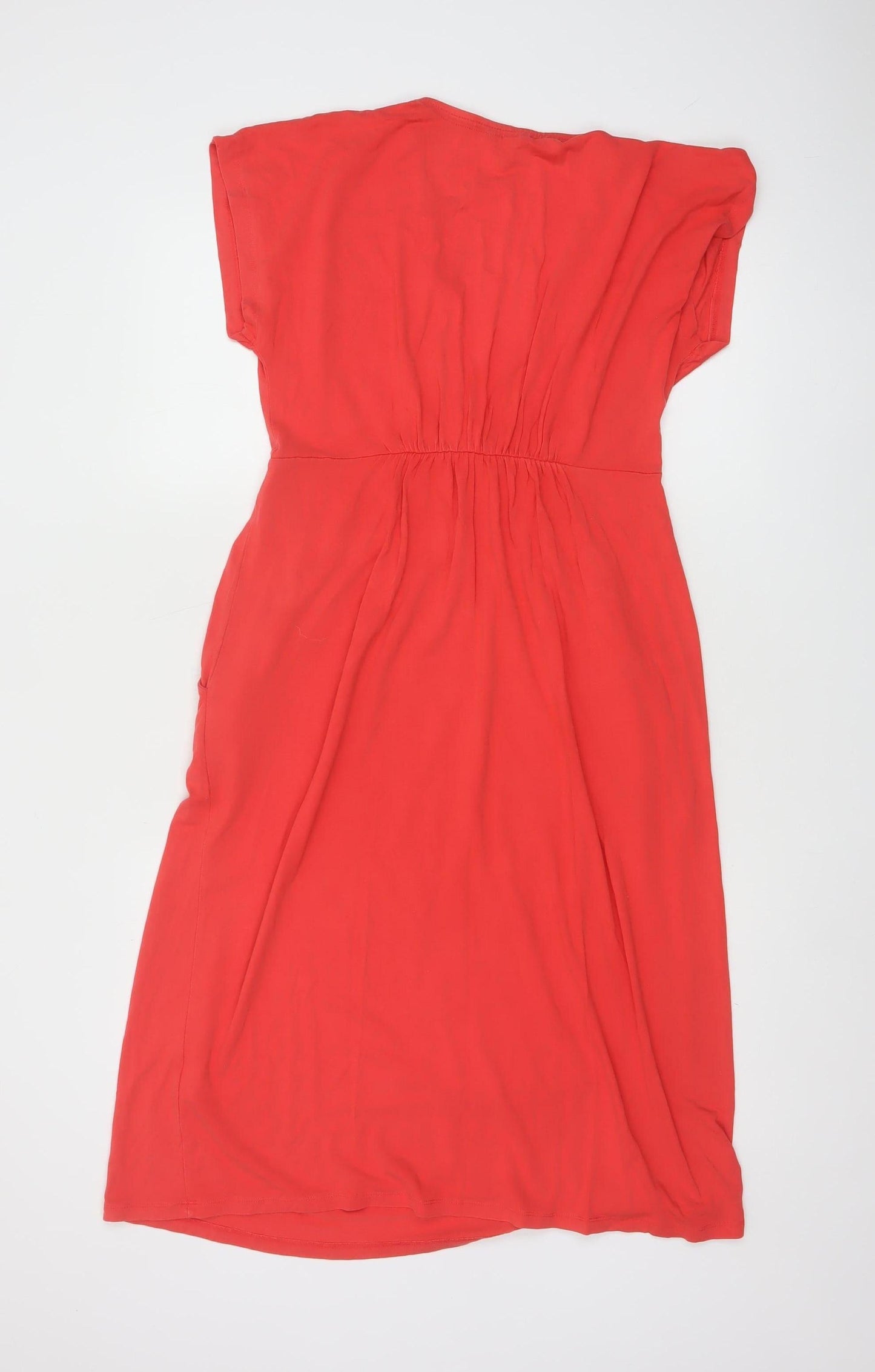 Joules Women Red Viscose Wrap Dress UK 12 Short Sleeve Knee Length