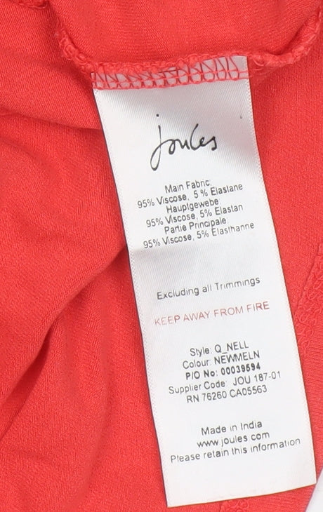 Joules Women Red Viscose Wrap Dress UK 12 Short Sleeve Knee Length