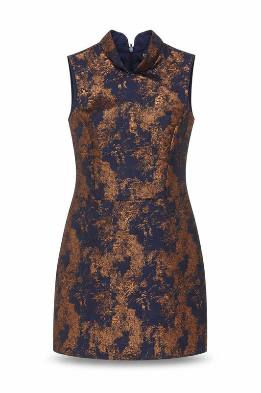 Warehouse Women’s Blue Metallic Sleeveless Sheath Dress UK 12