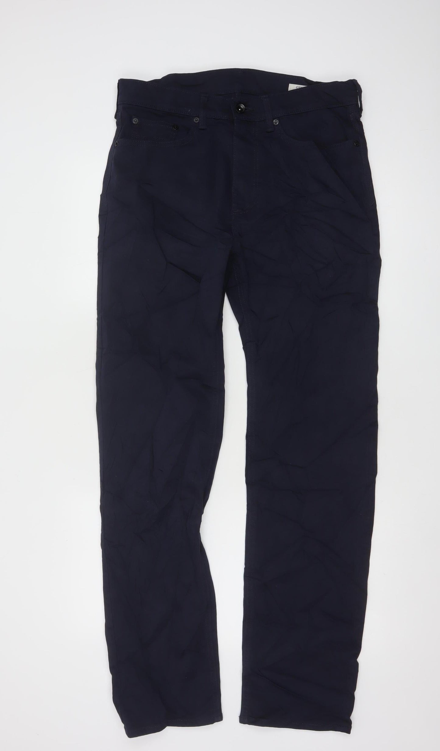 Marks and Spencer Men's Blue Regular Fit Chino Trousers 32/33