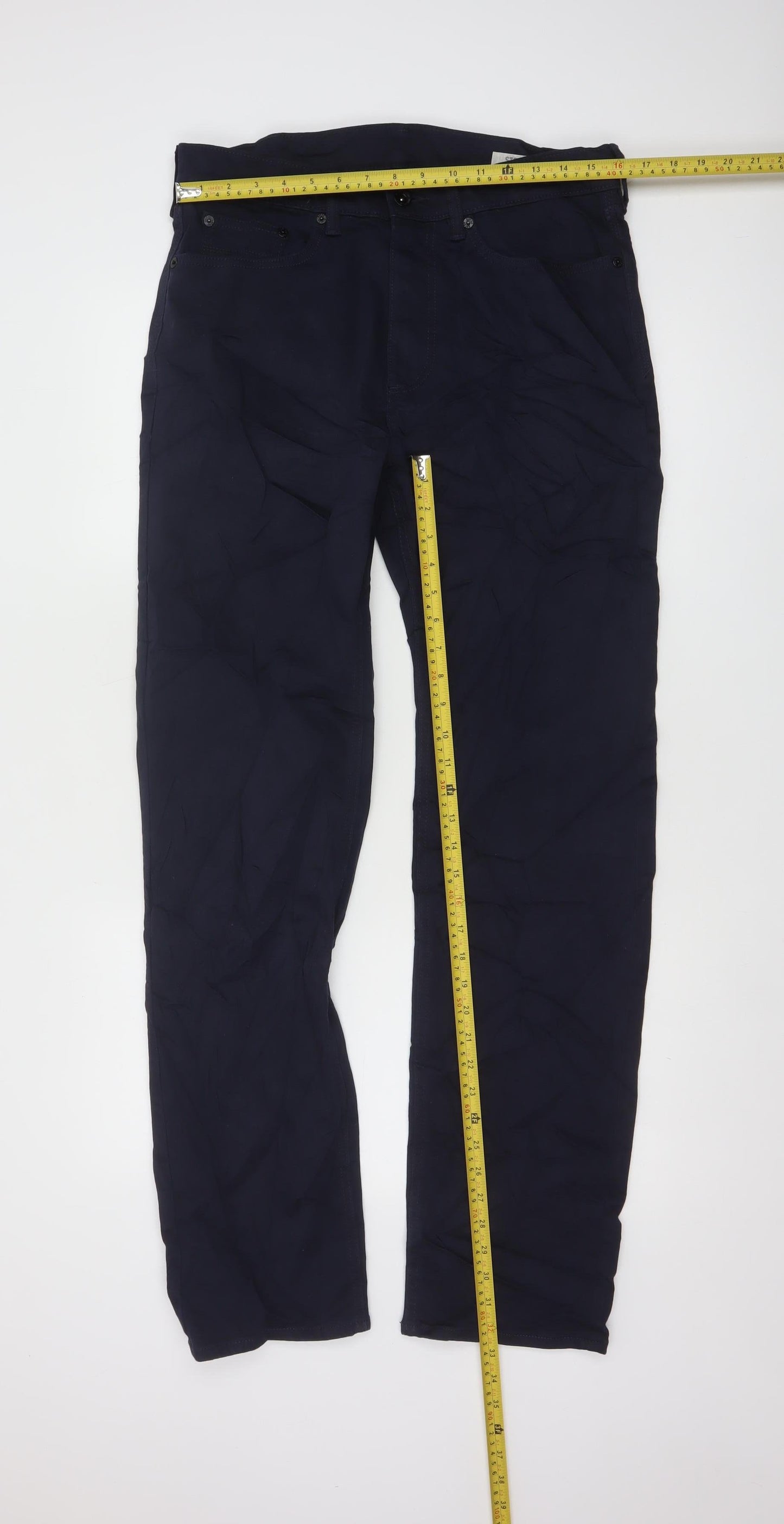 Marks and Spencer Men's Blue Regular Fit Chino Trousers 32/33