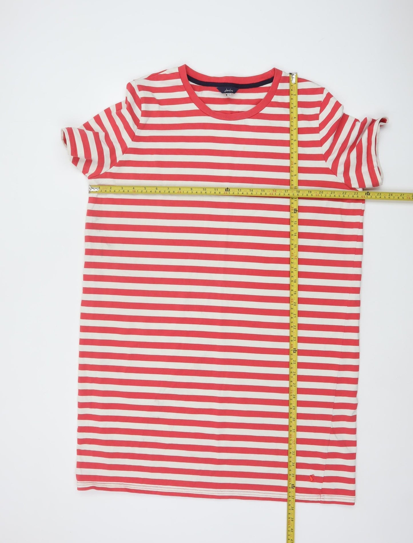 Joules Women Red Striped Cotton T-Shirt Dress Size 20