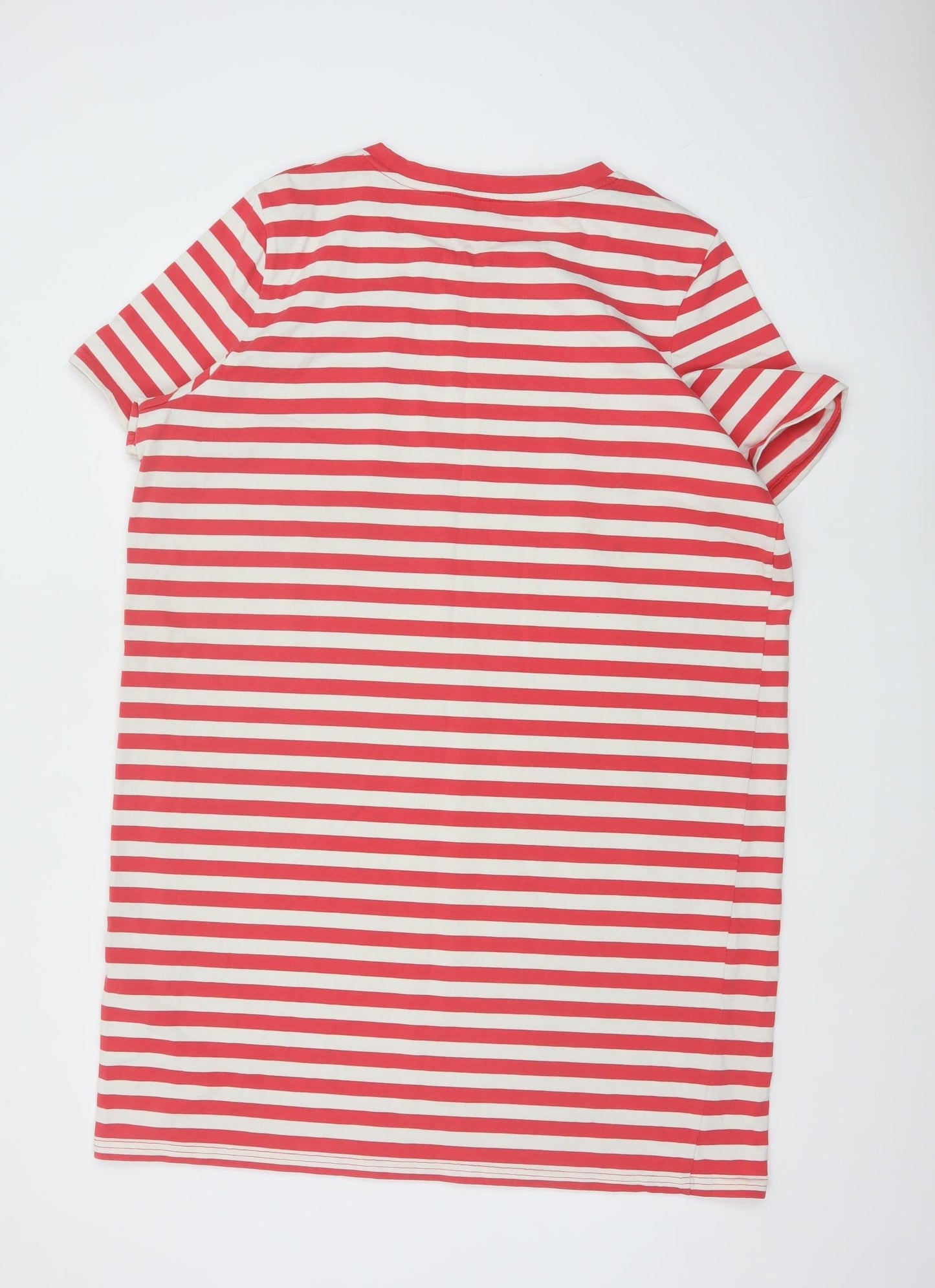 Joules Women Red Striped Cotton T-Shirt Dress Size 20