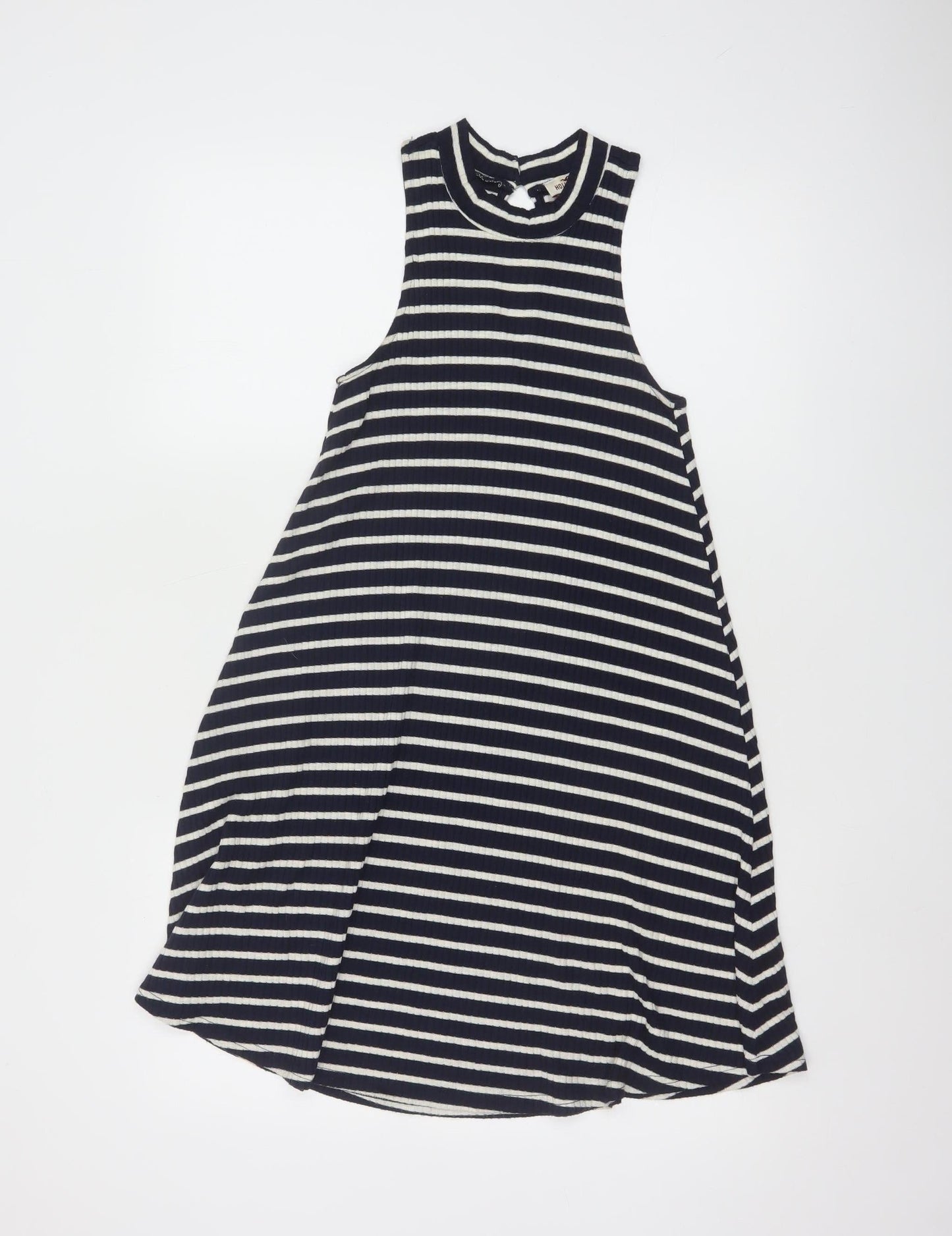 Hollister Women Black White Striped Sleeveless A-Line Knit Dress XS