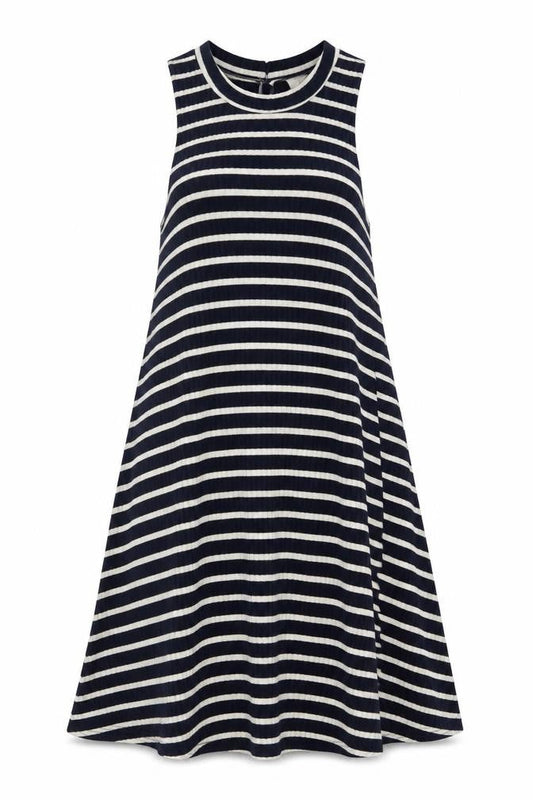 Hollister Women Black White Striped Sleeveless A-Line Knit Dress XS