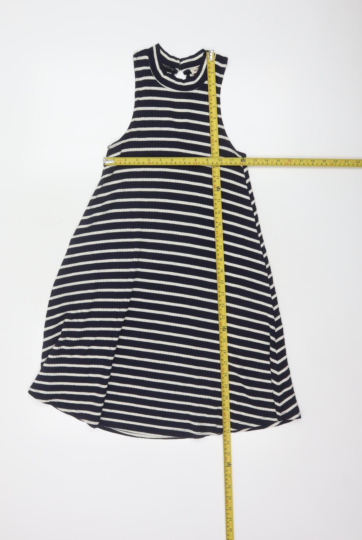 Hollister Women Black White Striped Sleeveless A-Line Knit Dress XS