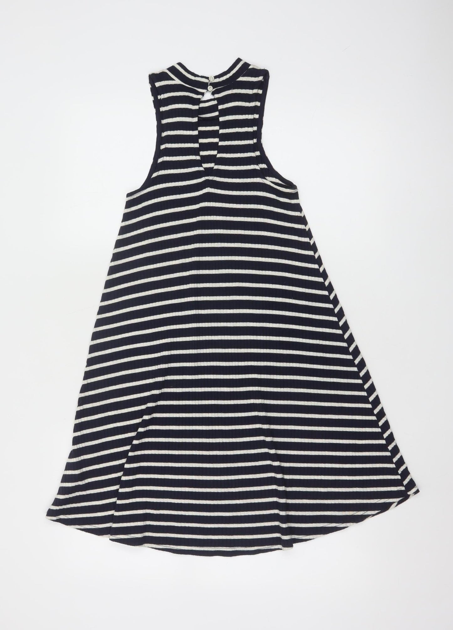 Hollister Women Black White Striped Sleeveless A-Line Knit Dress XS