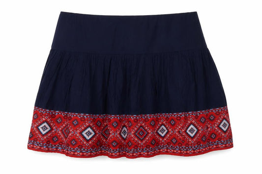 ASOS Womens Blue A-Line Short Bohemian Embroidered Skirt Size 18