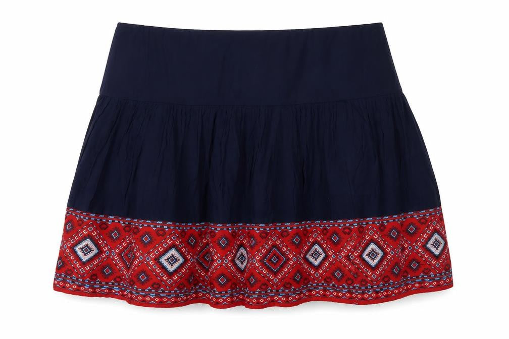 ASOS Womens Blue A-Line Short Bohemian Embroidered Skirt Size 18
