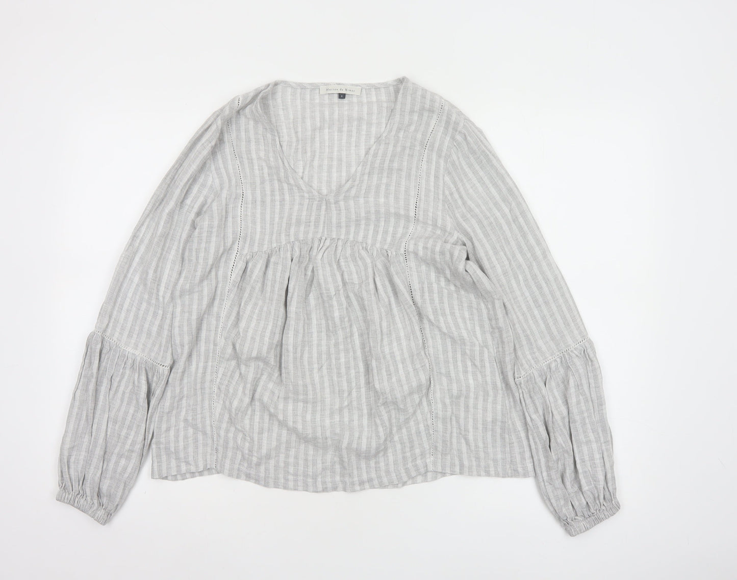 Maison de Nimes Women’s Grey Check Tunic Blouse Size 8